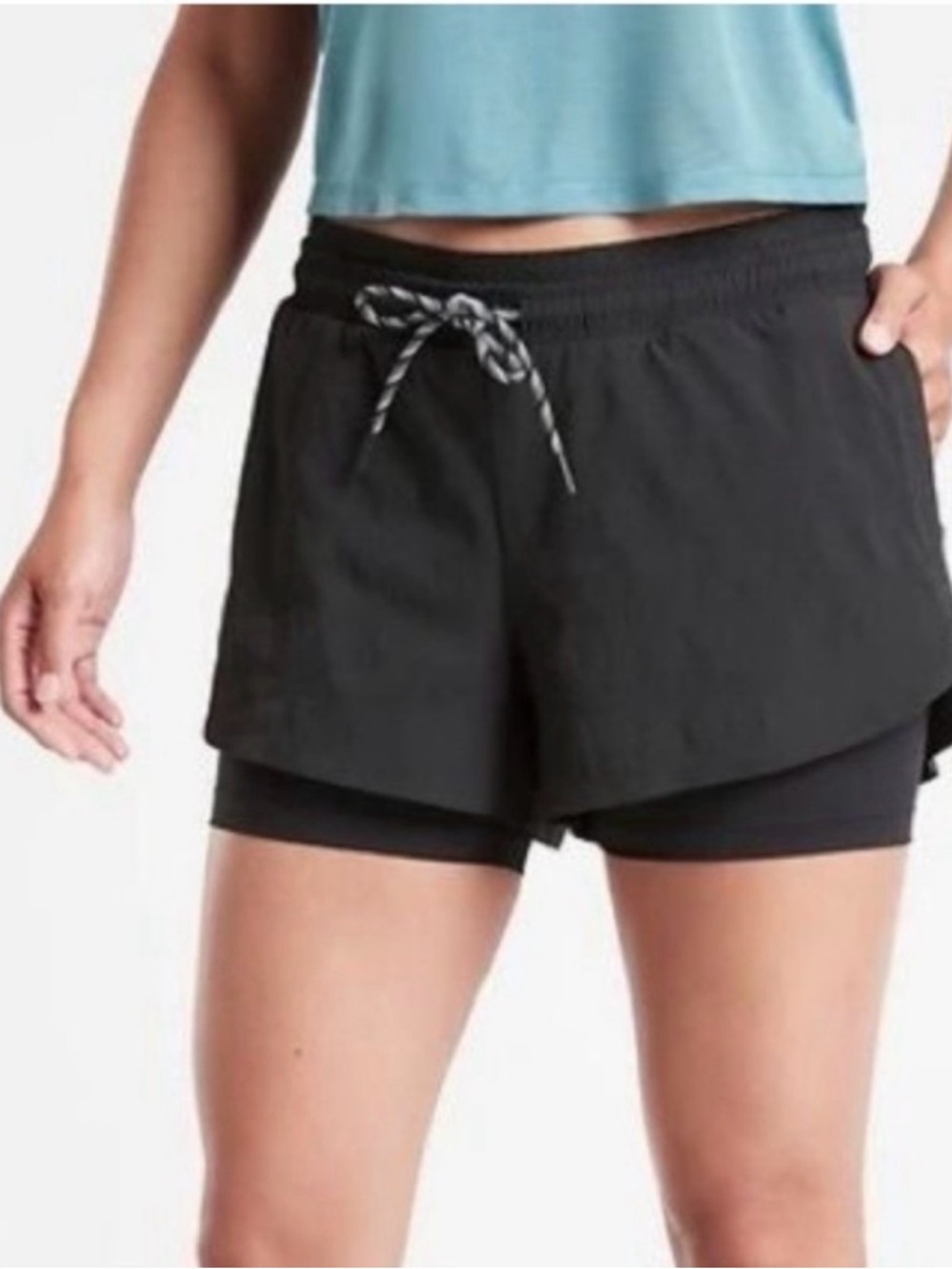 Athleta size 4 black Double-Layer Running Shorts